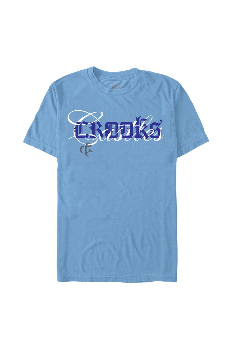 Men's Crooks & Castles Overlay Gothic Logo  Graphic T-Shirt, Main, color, Carol Blue