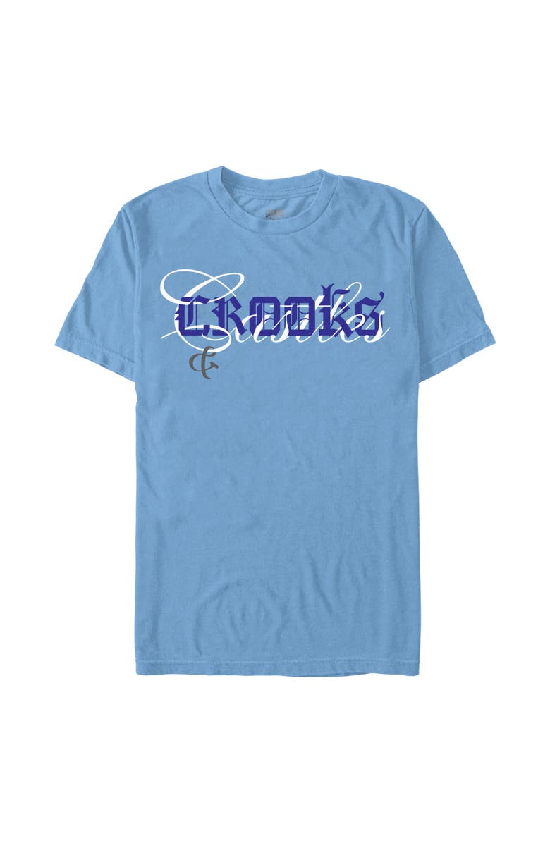 Crooks & Castles Men's Crooks & Castles Overlay Gothic Logo  Graphic T-Shirt, Main, color, Carol Blue