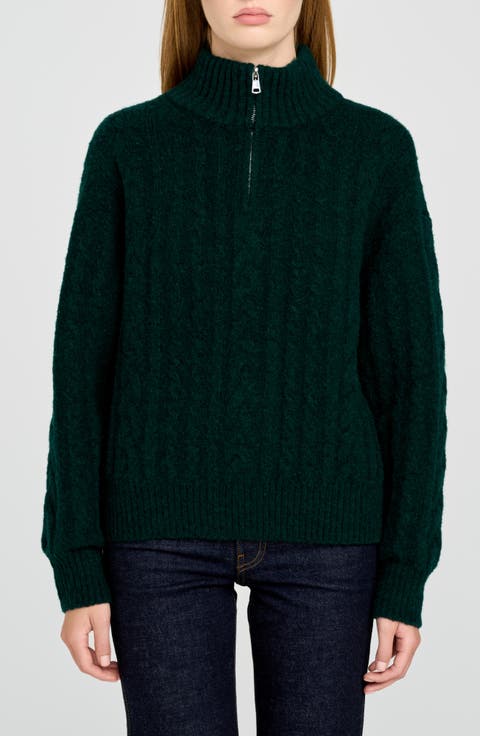 West Half Zip Cable Knit Sweater