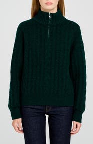 WAYF West Half Zip Cable Knit Sweater