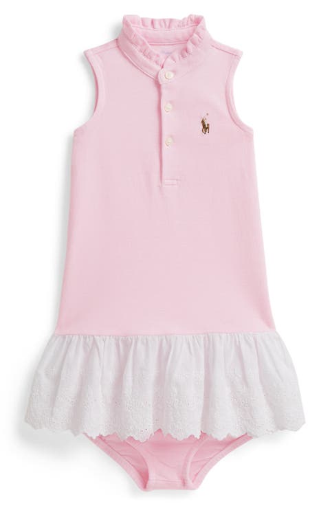 Mixed Media Cotton Piqué Sleeveless Dress & Bloomers (Baby)