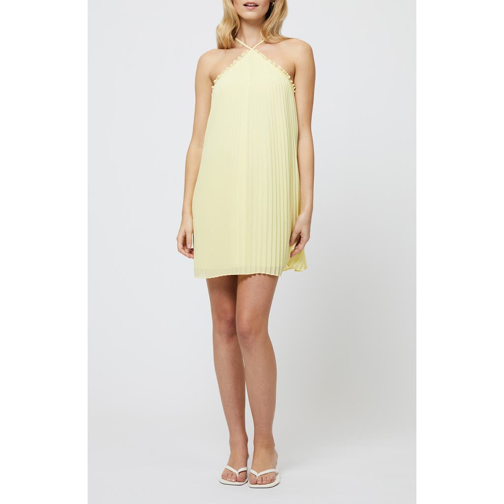 French Connection Sunburst Pleated Halter Mini Dress Dresses In Cornsilk Yellow