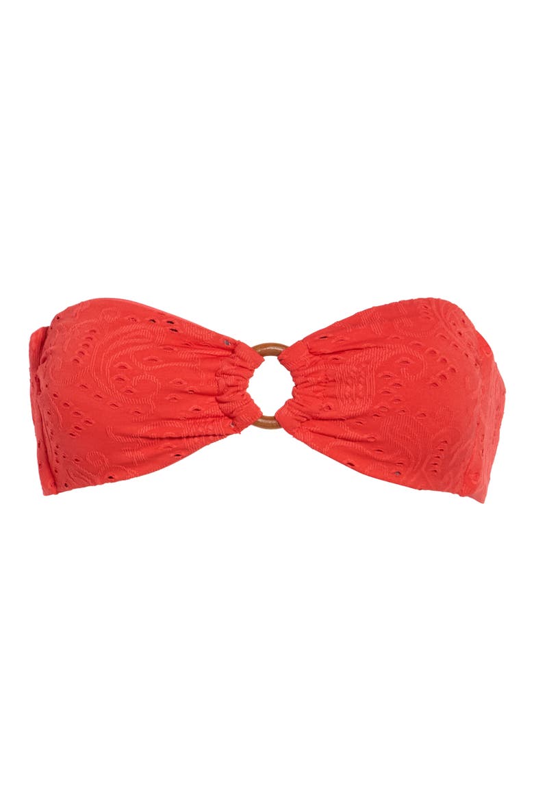 Lotus Strapless Bandeau Bikini Top, Main, color, CHERRY COLA