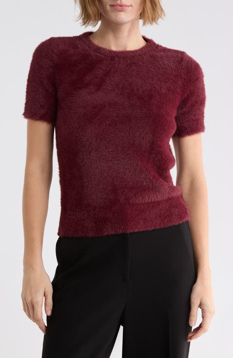 Short Sleeve Eyelash Sweater