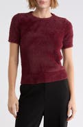 T Tahari Short Sleeve Eyelash Sweater