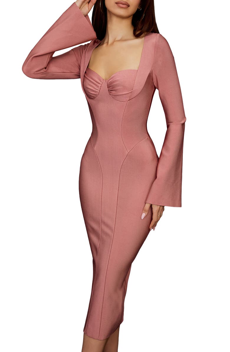 HOUSE OF CB Long Sleeve Body-Con Midi Dress, Alternate, color,