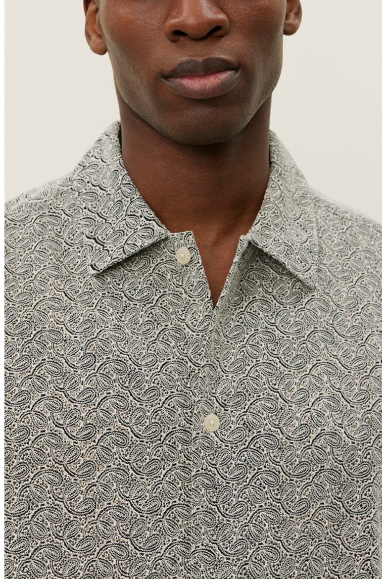 Hector Paisley Short Sleeve Cotton Button-Up Shirt, Alternate, color, GREY