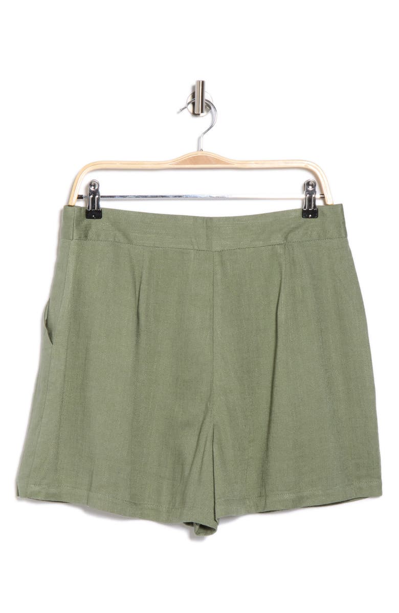 ASOS DESIGN High Waist Pleated Front Shorts, Alternate, color, Khaki