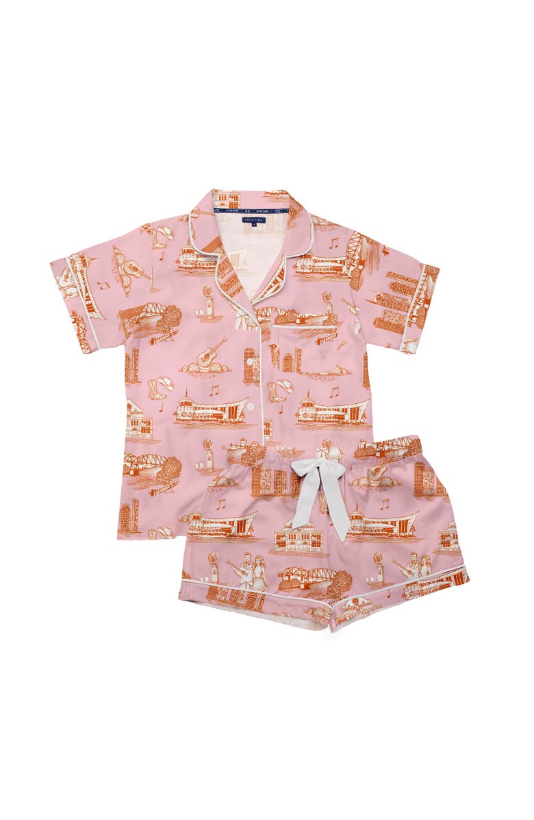 Katie Kime Nashville Toile Shorts Set, Alternate, color, Pink