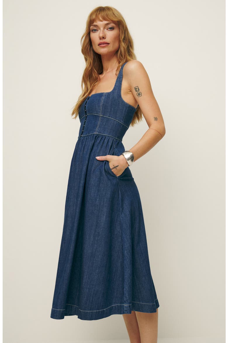 Tagliatelle Denim Dress, Alternate, color, ELLIS