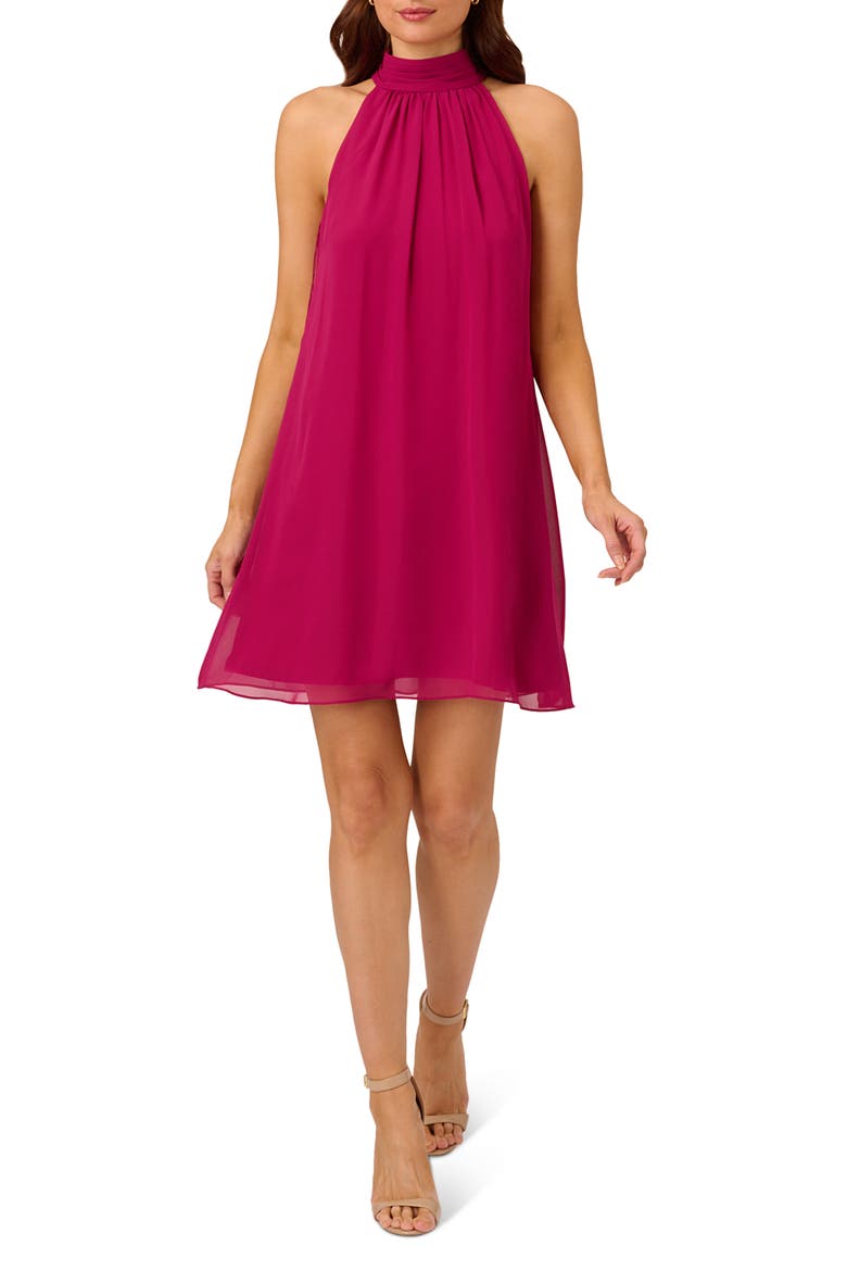 Halter Neck Chiffon Dress, Main, color, MAGENTA