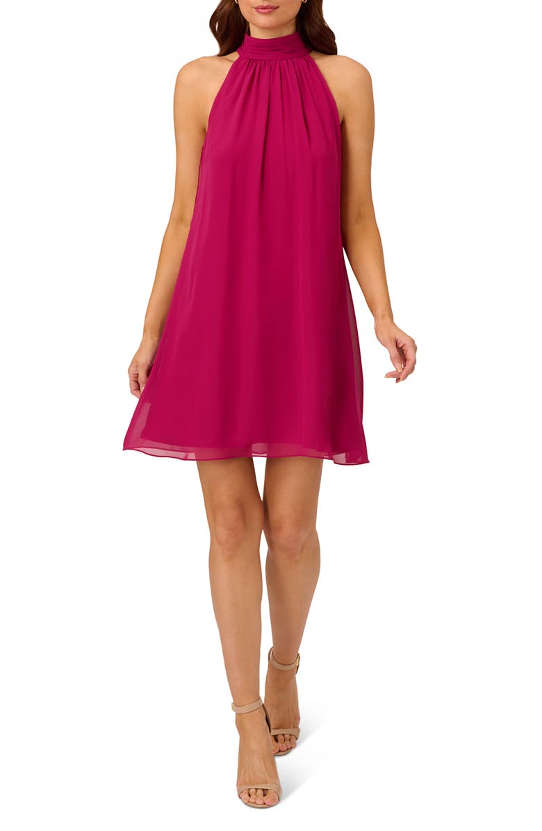 Adrianna Papell Halter Neck Chiffon Dress, Main, color, Magenta