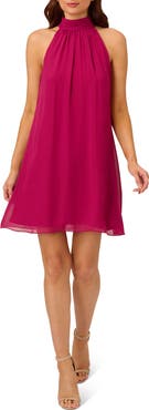 Adrianna Papell Halter Neck Chiffon Dress