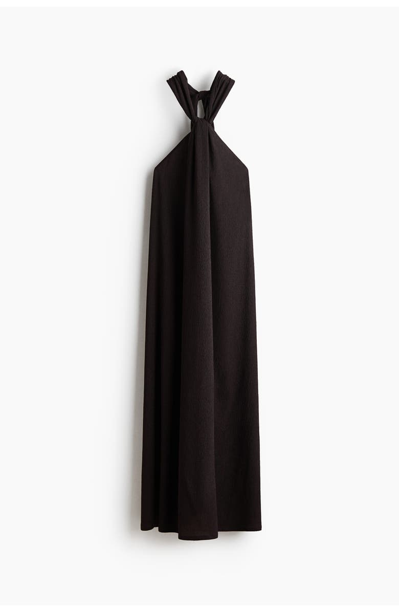 H&M Twist-detail Halterneck Dress, Main, color, Dark Brown