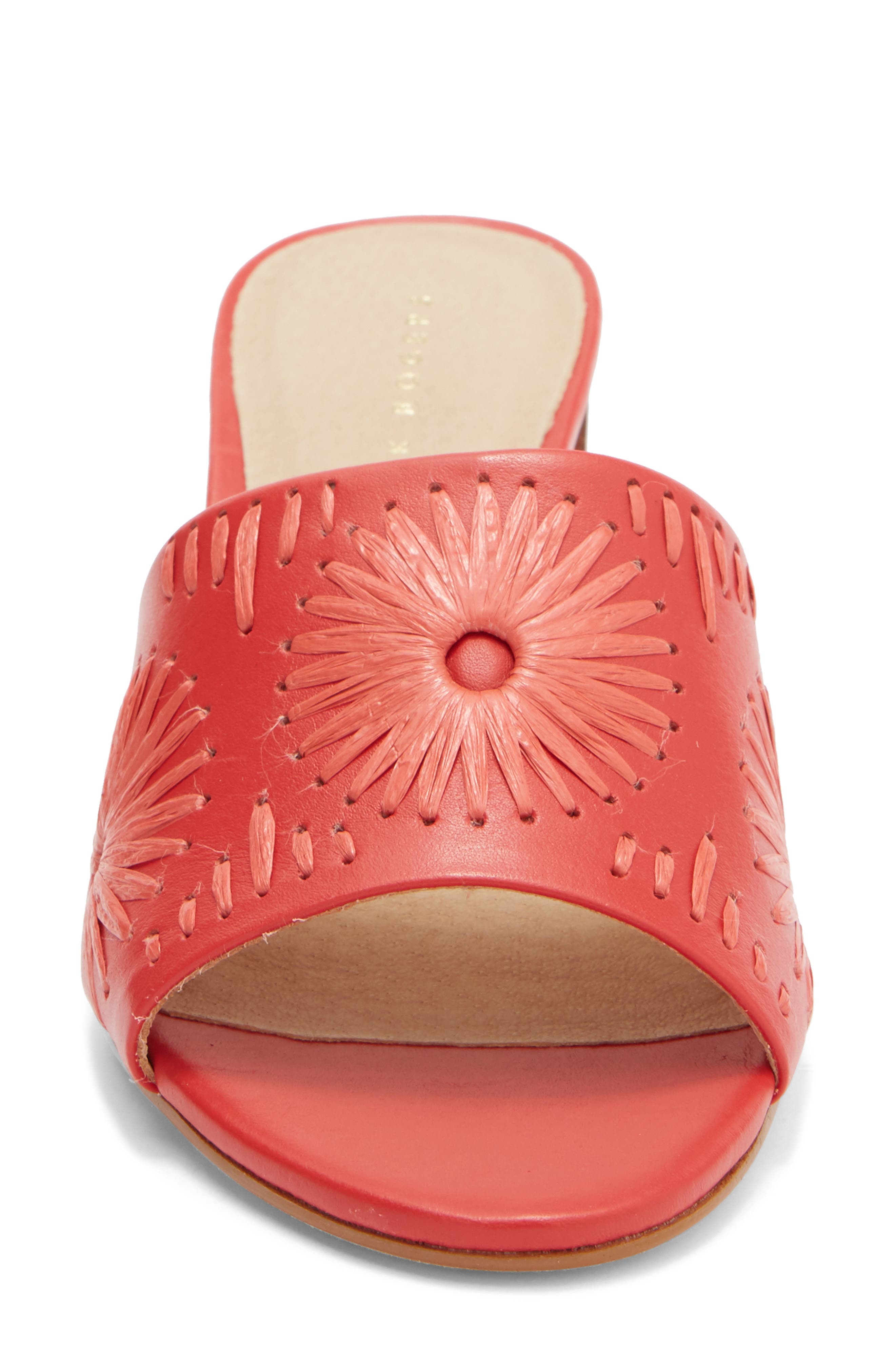 Susie Raffia Stitched Slide Sandal, Alternate, color, FIRE RED/ FIRE RED