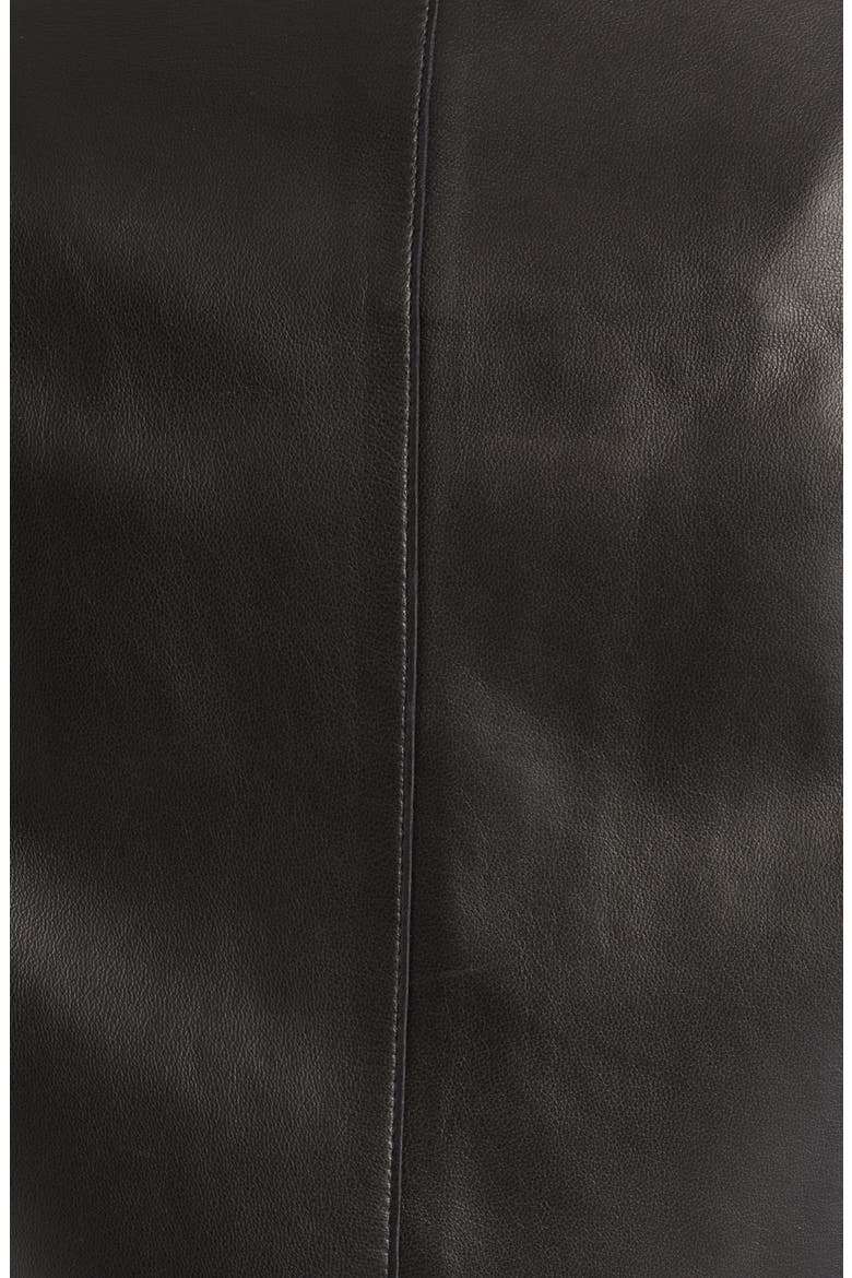 Collarless Lambskin Leather Jacket, Alternate, color, BLACK