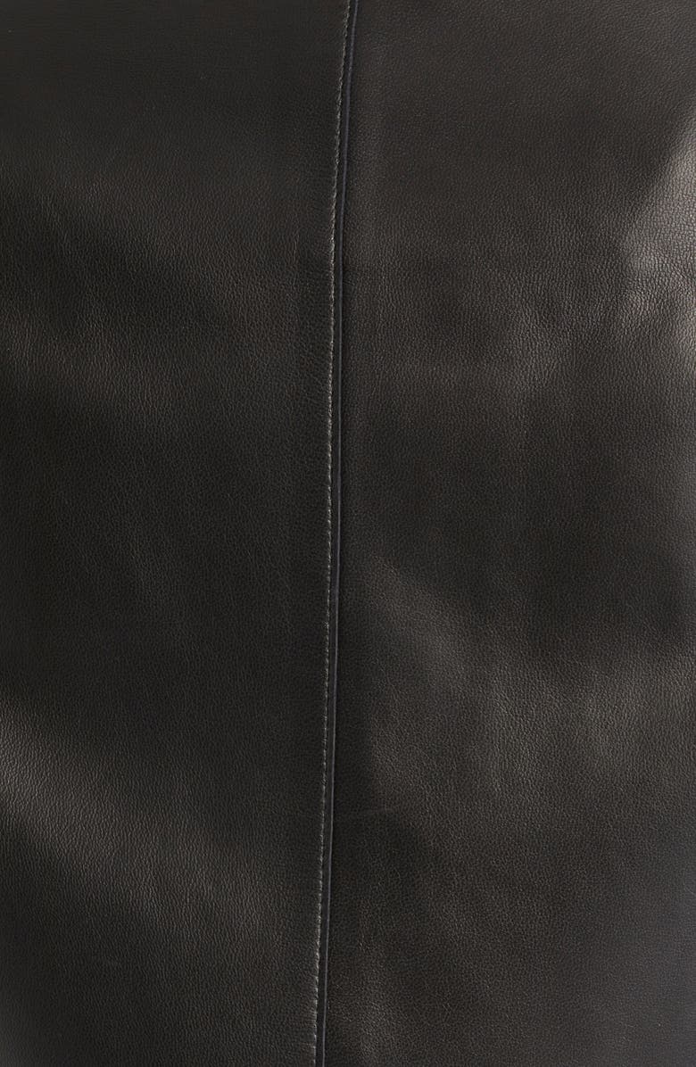 Akris Collarless Lambskin Leather Jacket, Alternate, color, Black