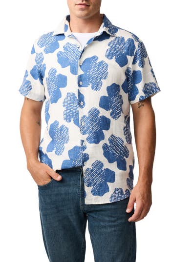 Rodd & Gunn Donnelly Track Sports Fit Short Sleeve Button-up Shirt In Blue