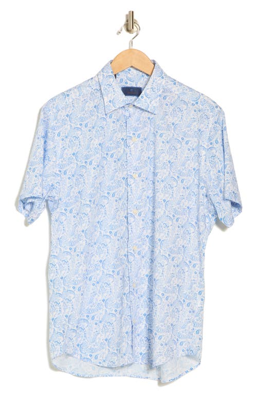 David Donahue Paisley Short Sleeve Sport Shirt In Blue