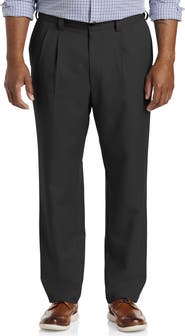 Oak Hill by DXL Big & Tall Waist-Relaxer Pleated Microfiber Pants