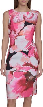 カルバンクライン 花柄 シースドレス Calvin Klein Floral Sleeveless Sheath Dress | Nordstromrack