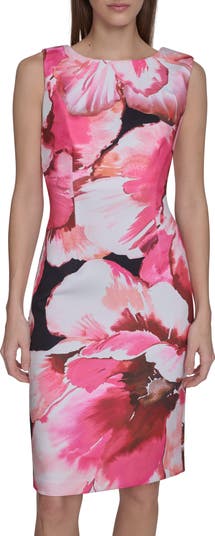 【SALE/国内発送】 Floral Sleeveless Sheath Dress Calvin Klein Floral Sleeveless Sheath Dress | Nordstromrack