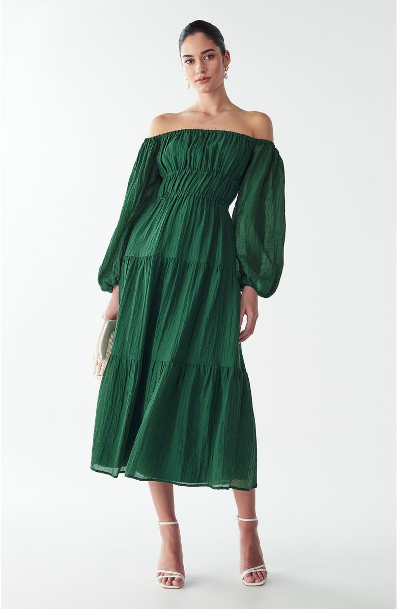 WILLA Burnese Midi Dress, Alternate, color, Emerald