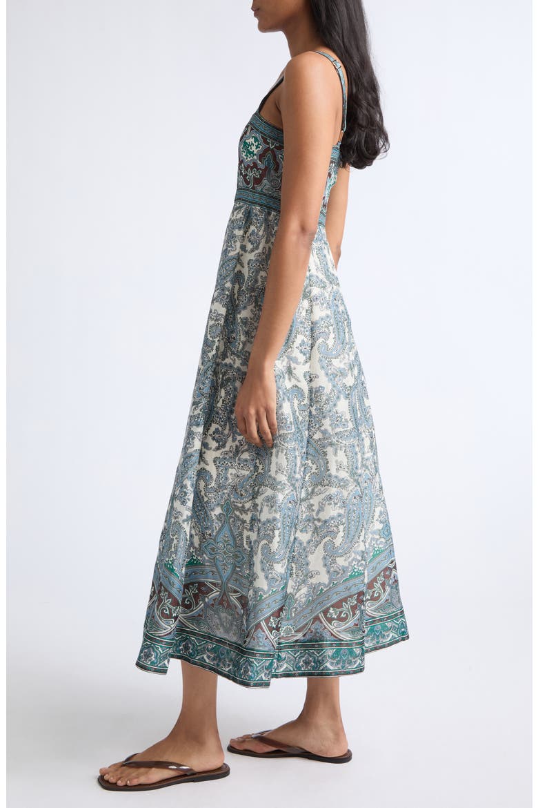 Rye Print Sleeveless Linen & Silk Maxi Dress, Alternate, color, ECRU MULTI