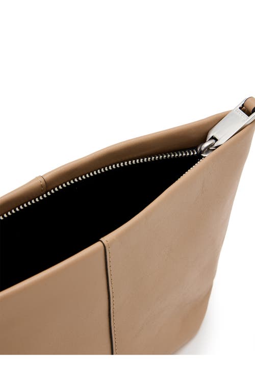 Allsaints Hex Grained Leather East/west Pouch In Mink Brown