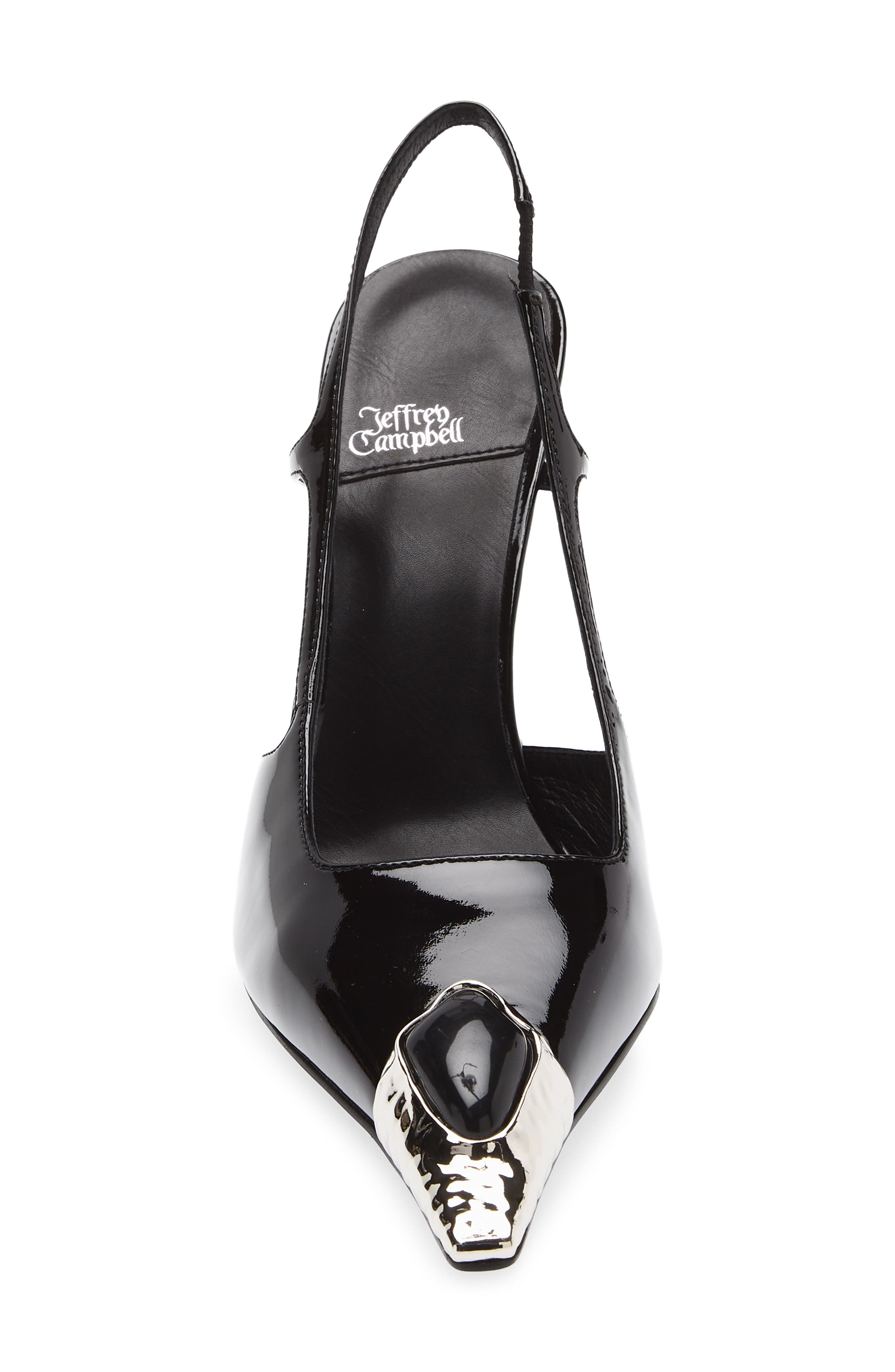 Jeffrey Campbell Sorcerer Pointed Toe Slingback Pump, Alternate, color, Black Patent Silver Black