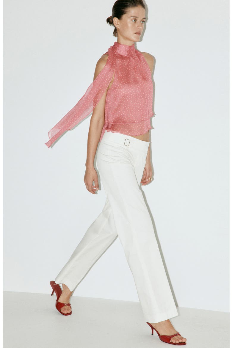 Polka Dot Mock Neck Layered Top, Alternate, color, PALE PINK