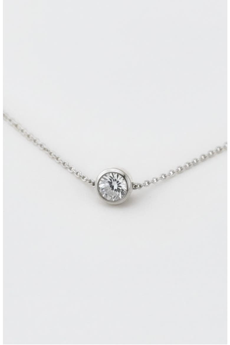 Classic Bezel Set Solitaire Necklace, Alternate, color, Silver