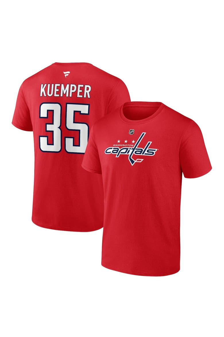 Men's Fanatics Branded Darcy Kuemper Red Washington Capitals Authentic Stack Name & Number T-Shirt, Main, color, Red