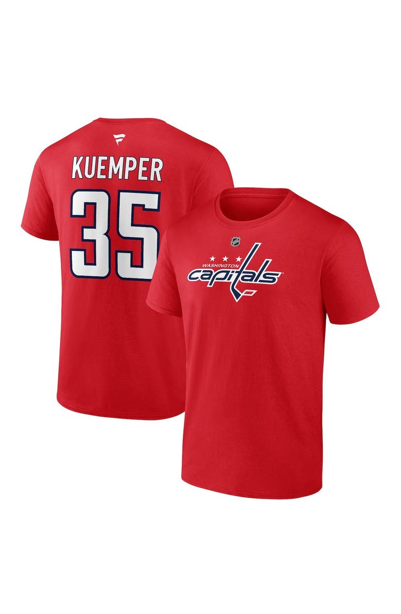 FANATICS Men's Fanatics Branded Darcy Kuemper Red Washington Capitals Authentic Stack Name & Number T-Shirt, Main, color,