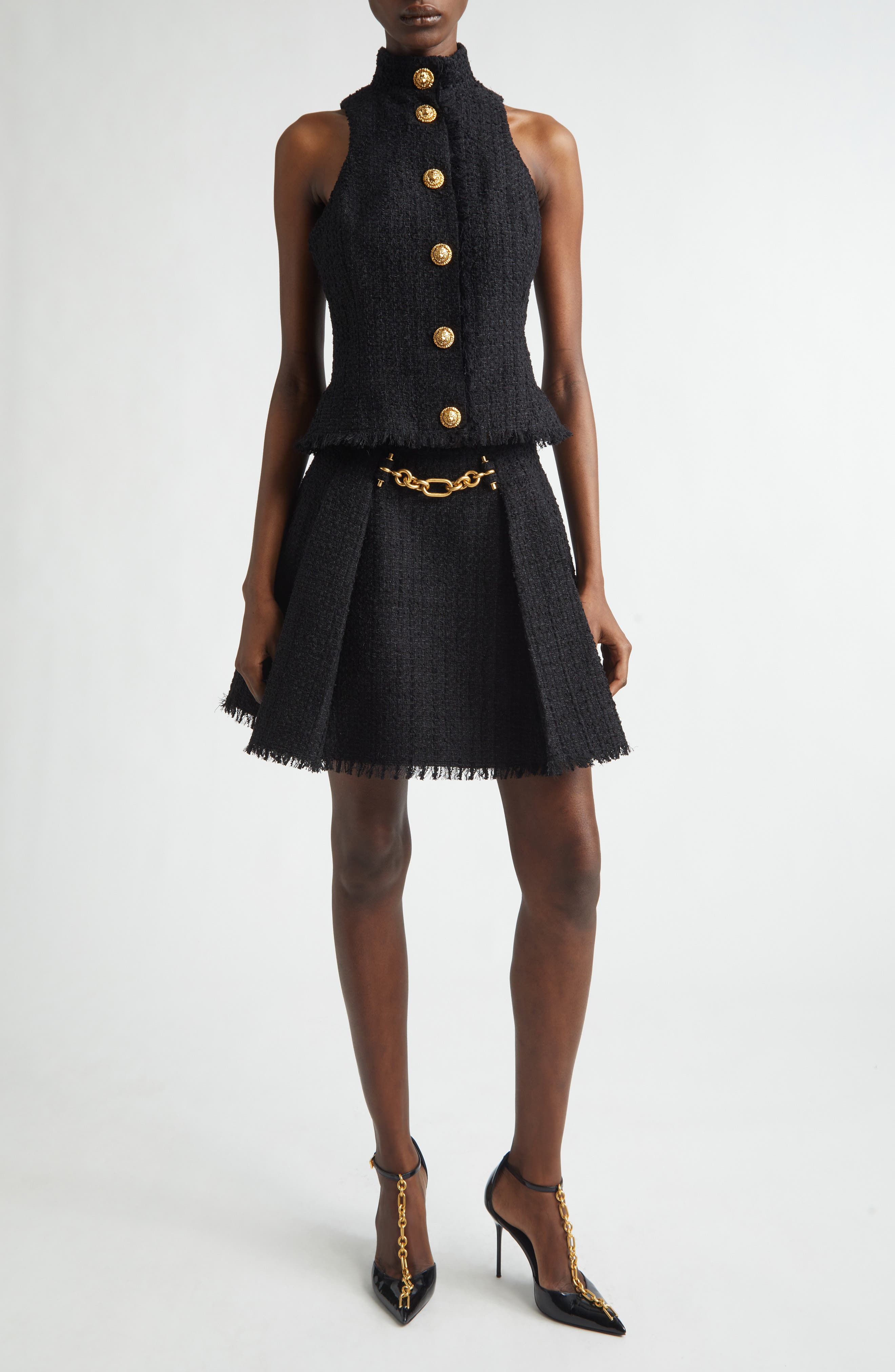 Chain Tweed A-Line Miniskirt - image 2