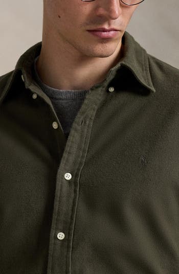 Brushed Cotton Flannel Button-Up Shirt