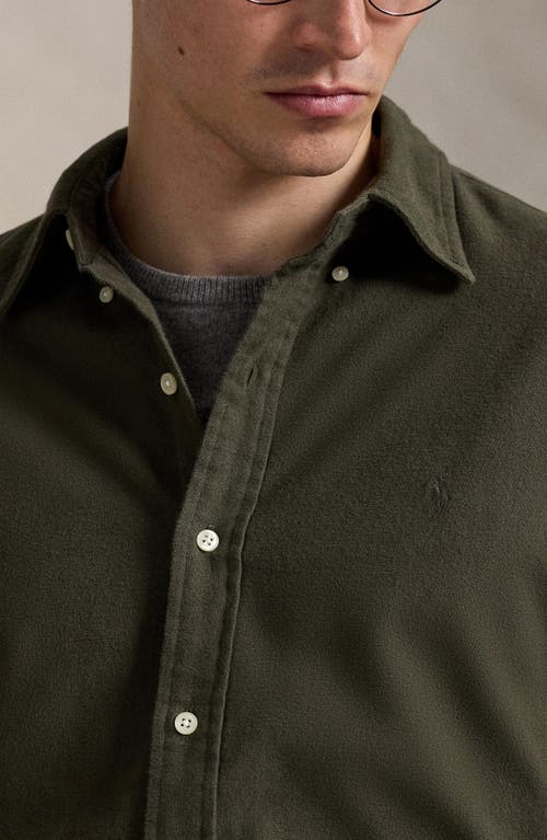 Polo Ralph Lauren Brushed Cotton Flannel Button-up Shirt In Green