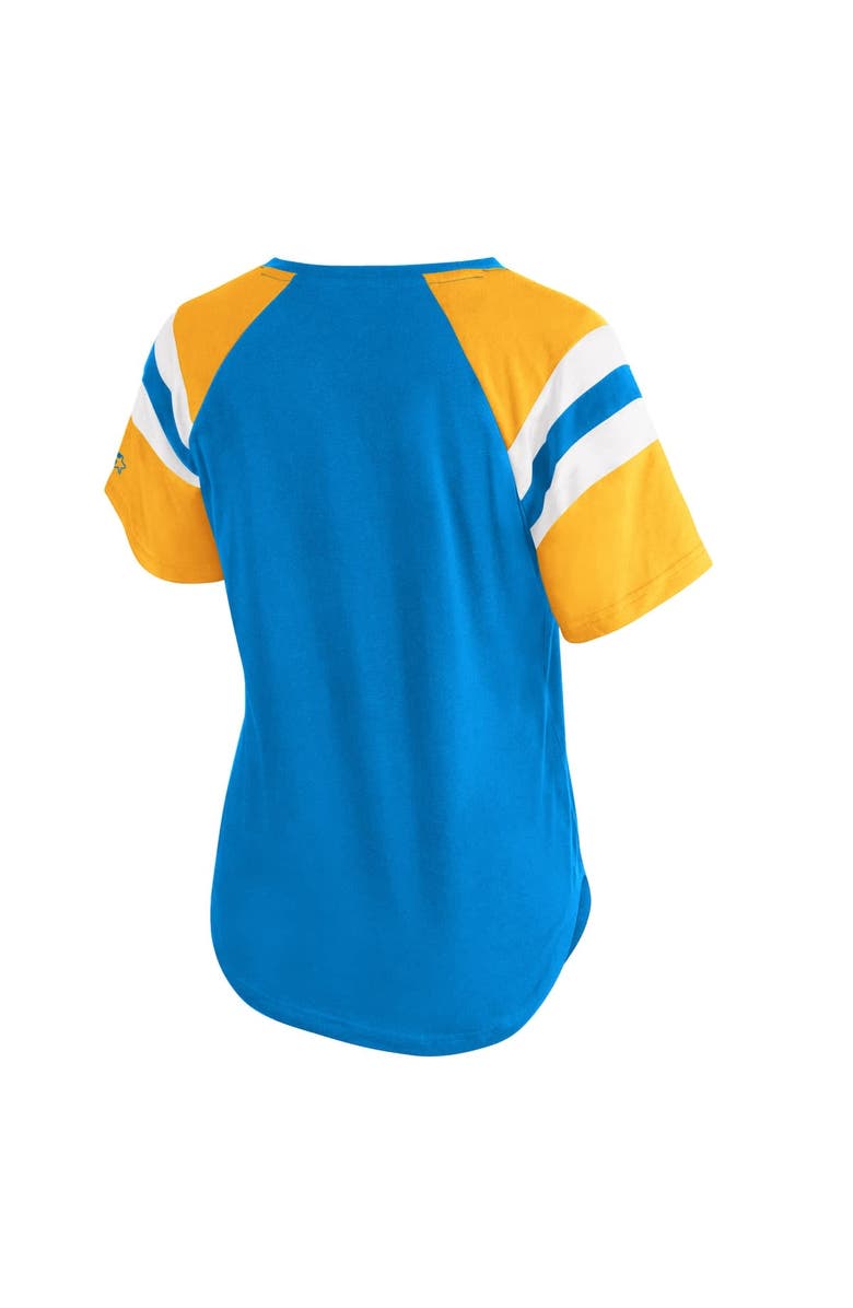 STARTER Women's Starter  Powder Blue Los Angeles Chargers Game On Notch Neck Raglan T-Shirt, Alternate, color, 