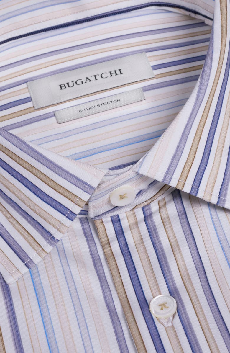 Bugatchi James OoohCotton<sup>®</sup> Stripe Print Button-Up Shirt, Alternate, color, Walnut