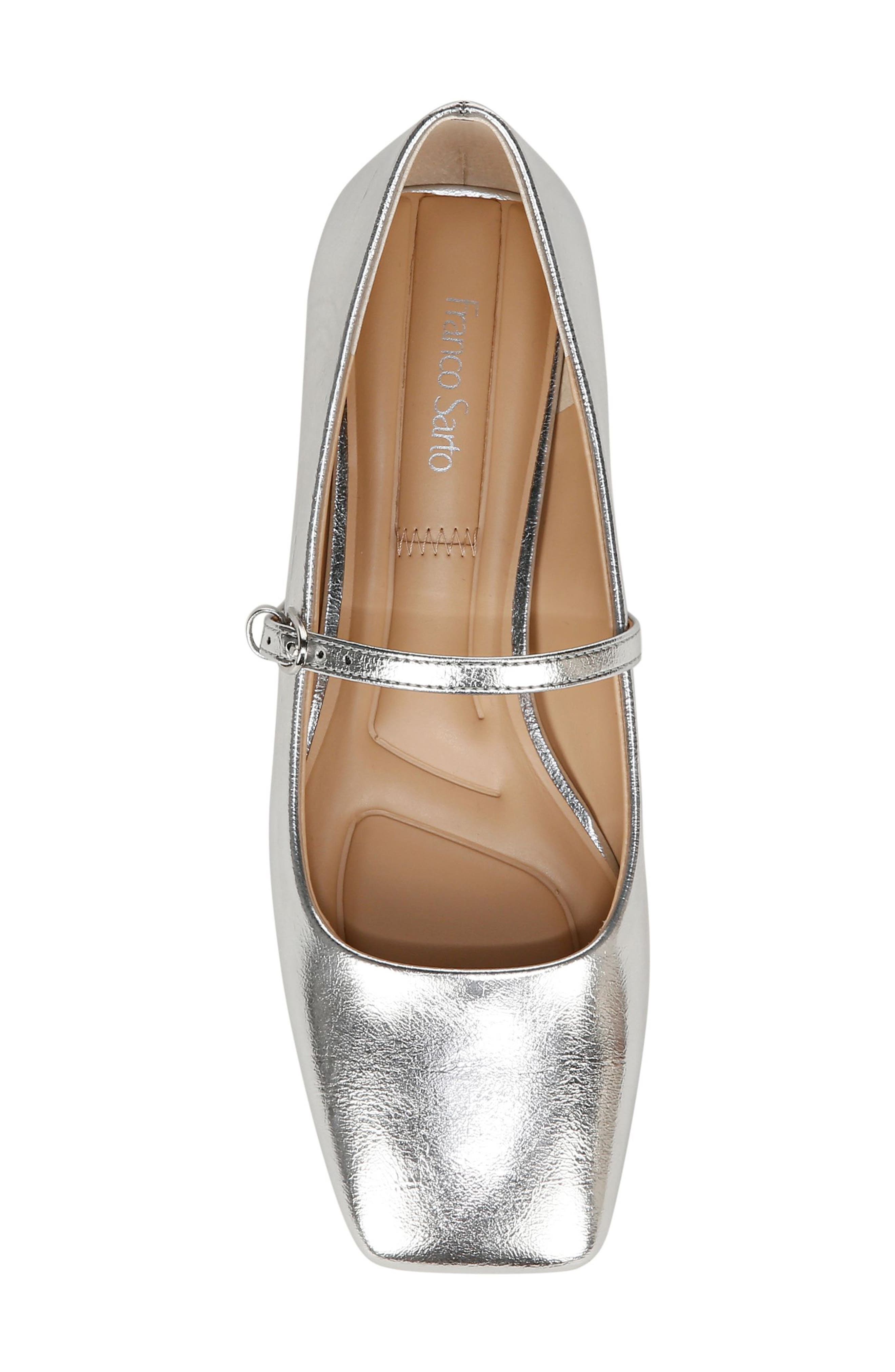 Franco Sarto Tinsley Square Toe Mary Jane Flat, Alternate, color, Silver