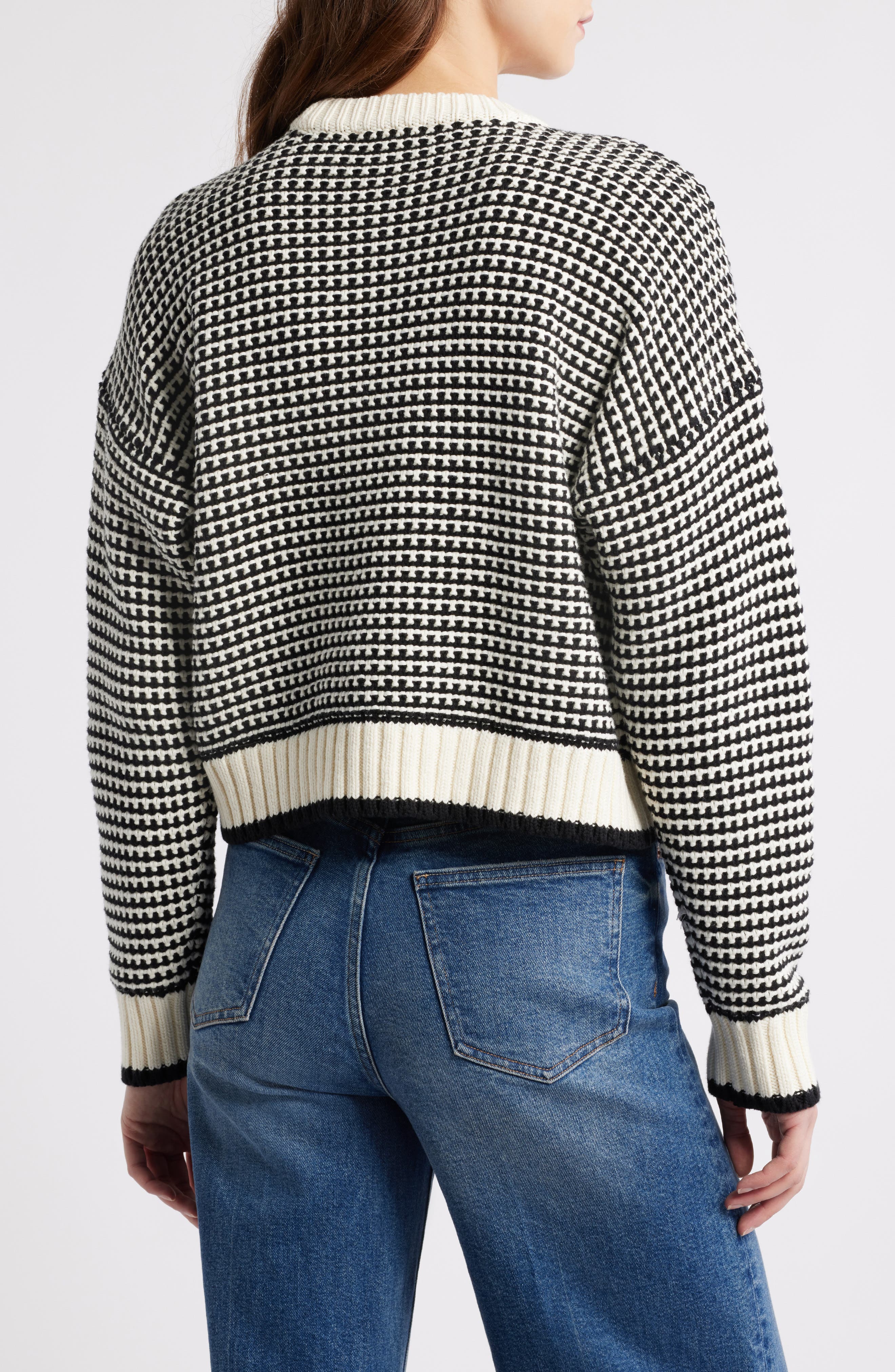 Textured Stitch Cotton Crewneck Sweater - image 2