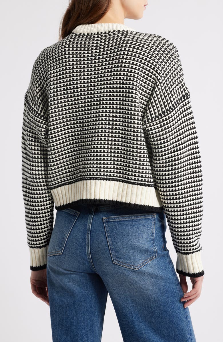 Madewell Textured Stitch Cotton Crewneck Sweater, Alternate, color, Ivory/Black