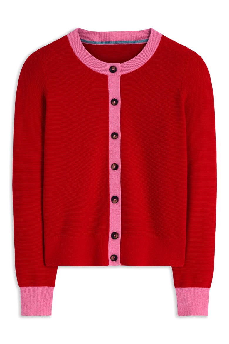 Grace Color Block Cardigan, Alternate, color, POPPY RED