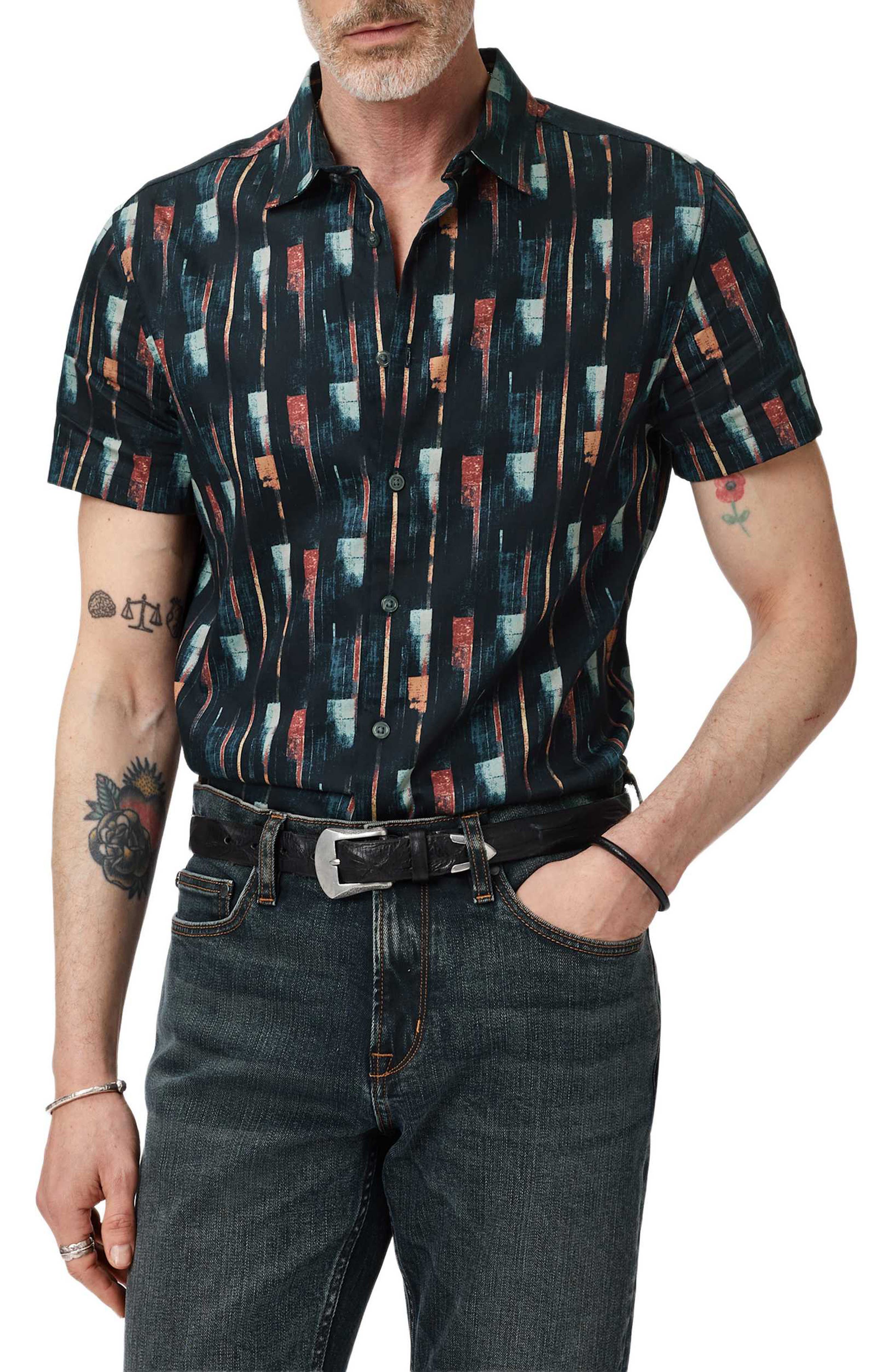 Sean Stripe Cotton Short Sleeve Button-Up Shirt - image 3