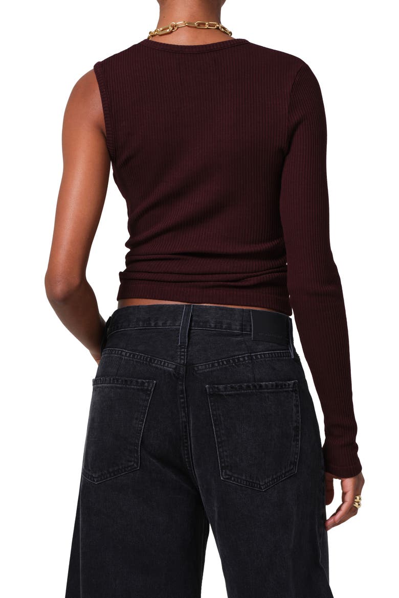 Fellina Rib One-Sleeve Sweater, Alternate, color, BURGUNDY