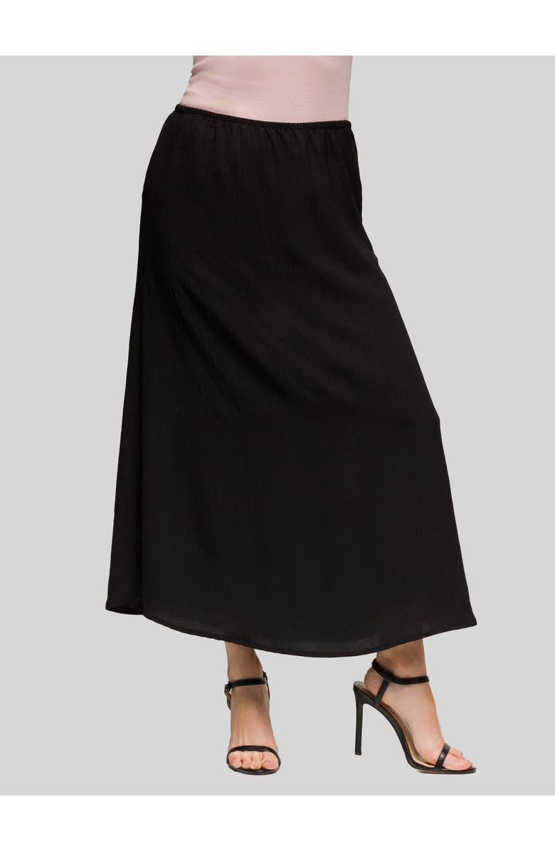 24seven Comfort Apparel Elastic Waist A-LINE Maxi Skirt, Main, color, Black
