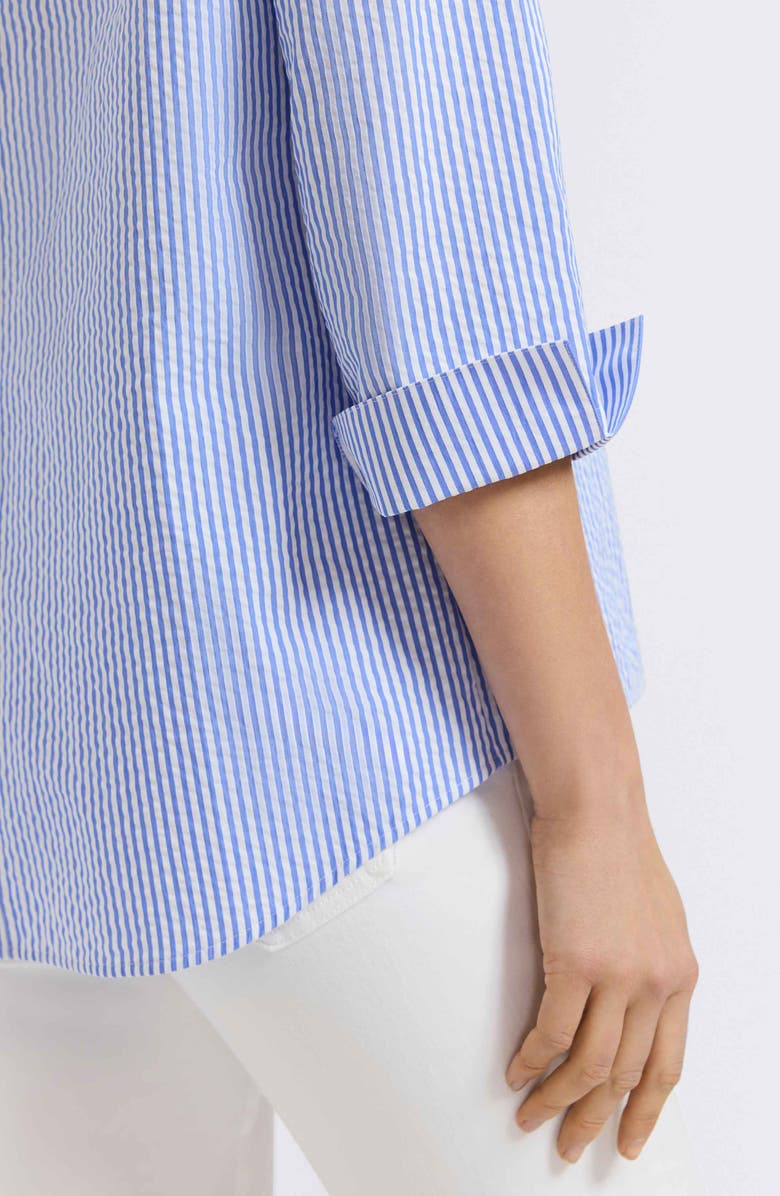 Foxcroft Therese Stripe Button Back Cotton Seersucker Popover Shirt, Alternate, color, 