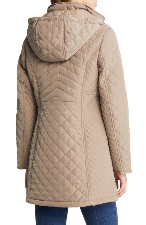 Gallery Quilted Jacket With Removable Hood In Brown