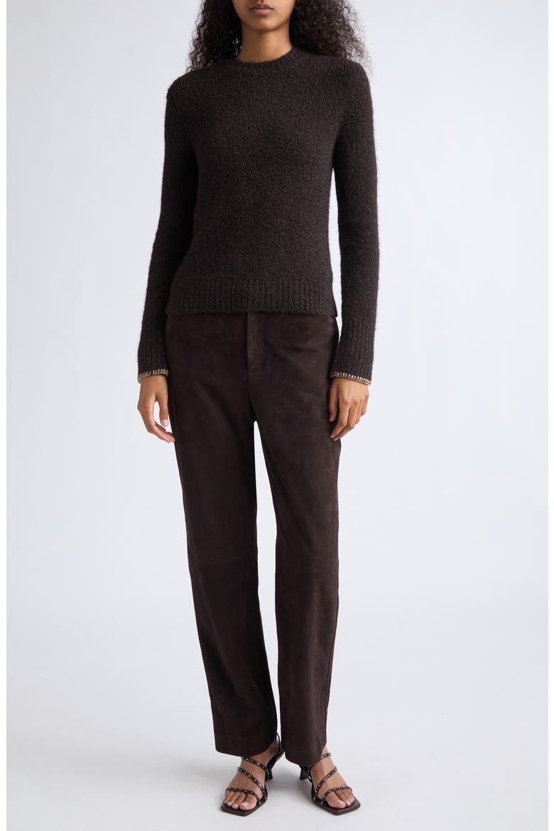 Mid-Rise Suede Pants, Alternate, color, MIDLAND