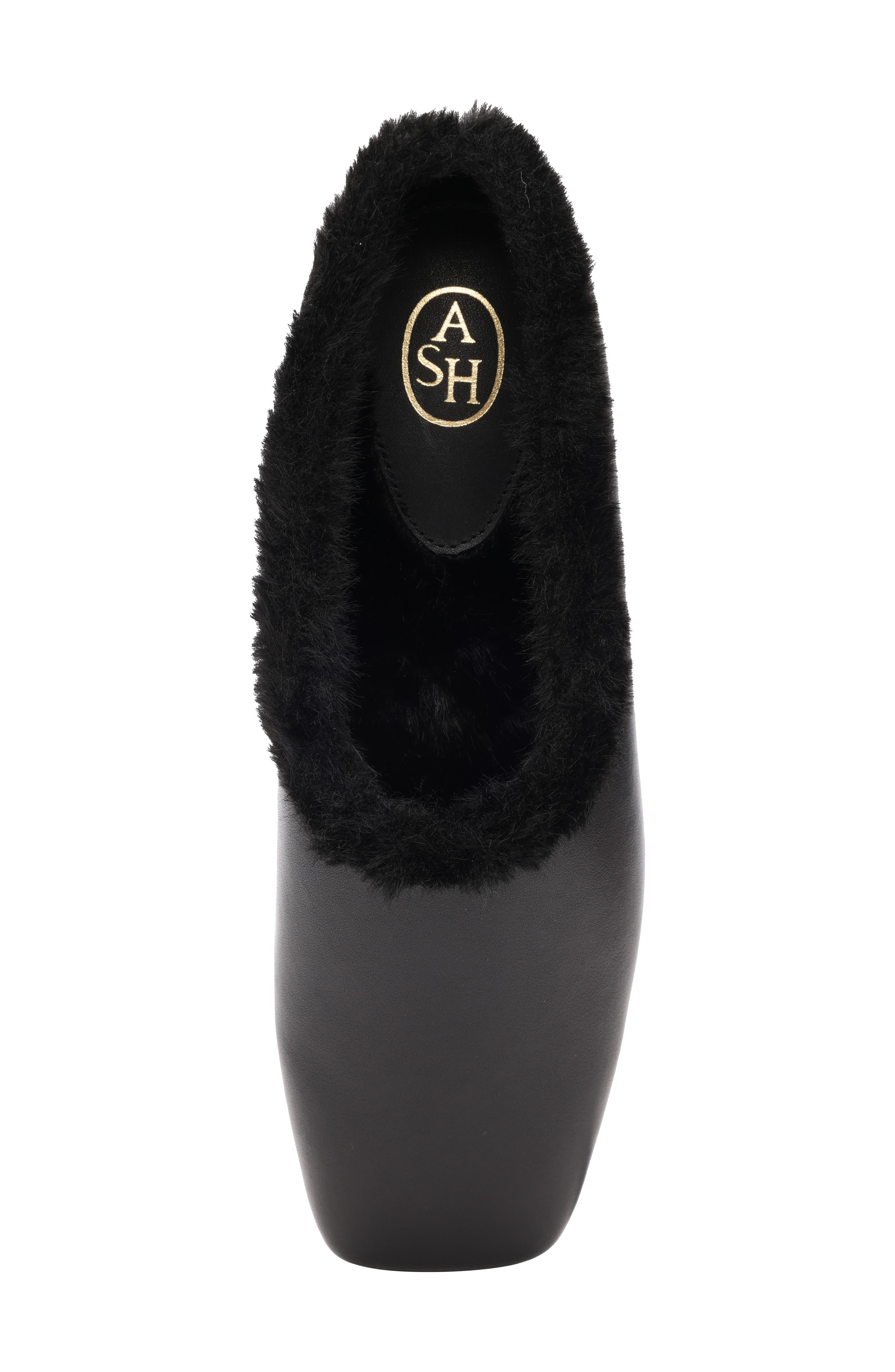 Ash Bianca Faux Fur Lined Ballet Flat, Alternate, color, Black